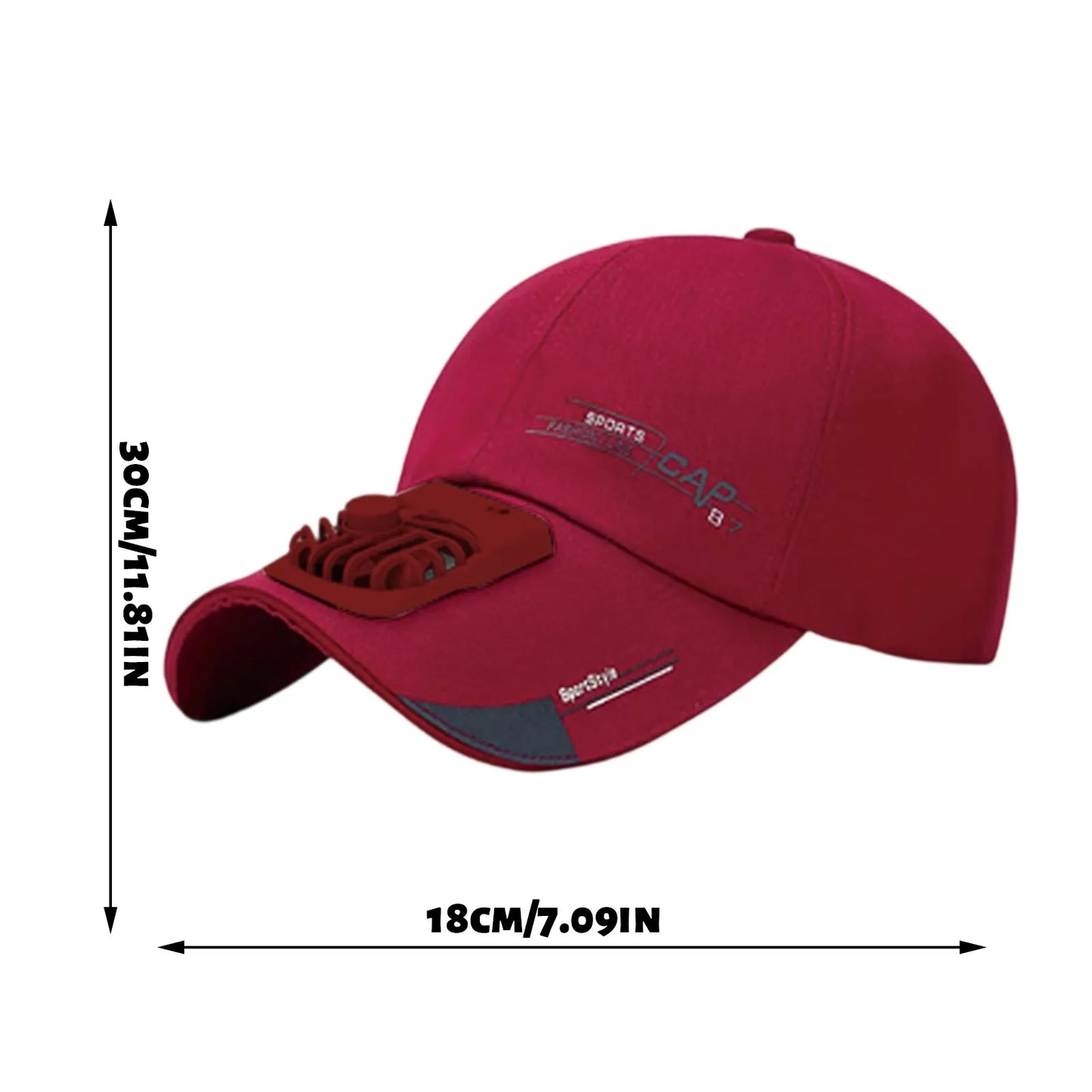 Unisex Summer USB Charging Cooling Fan Baseball Outdoor Golf Sunscreen Letters Print 2 Speed Adjustable Peaked Hat