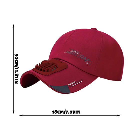 Unisex Summer USB Charging Cooling Fan Baseball Outdoor Golf Sunscreen Letters Print 2 Speed Adjustable Peaked Hat