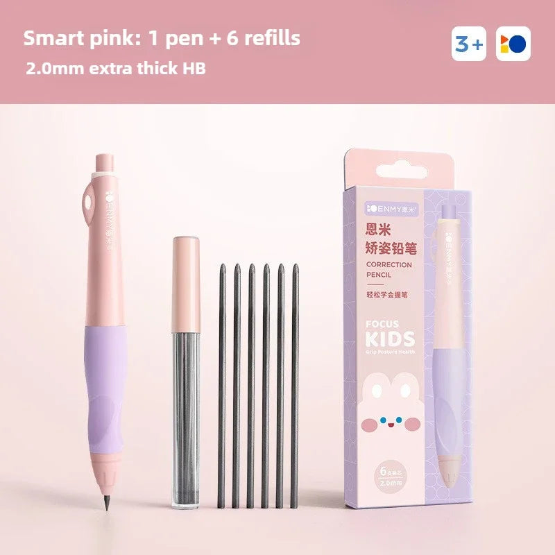 ENMY 2.0mm Mechanical Pencil Set Posture Correction Anti-Break Lead for Kids Children Writing School Supplies Korean Stationery