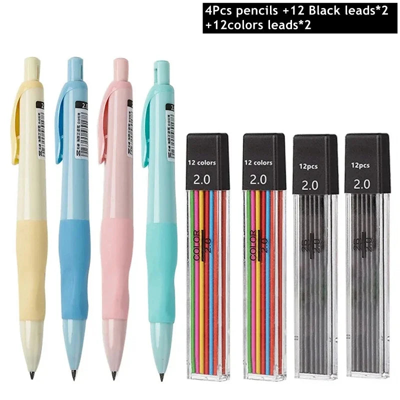 Cute Dolphin 2mm Mechanical Pencils Set Carpenter Drafting HB Pencil 2.0 mm for Drawing Writing Sketching Kawaii School Supplies