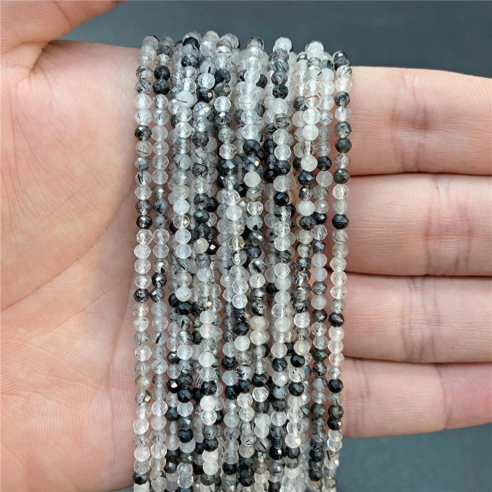 2mm 3mm 4mm Faceted Natural Stone Pink Rose Quartzs Crystal Beads Round Amethysts Loose Beads for DIY Jewelry Making Necklace