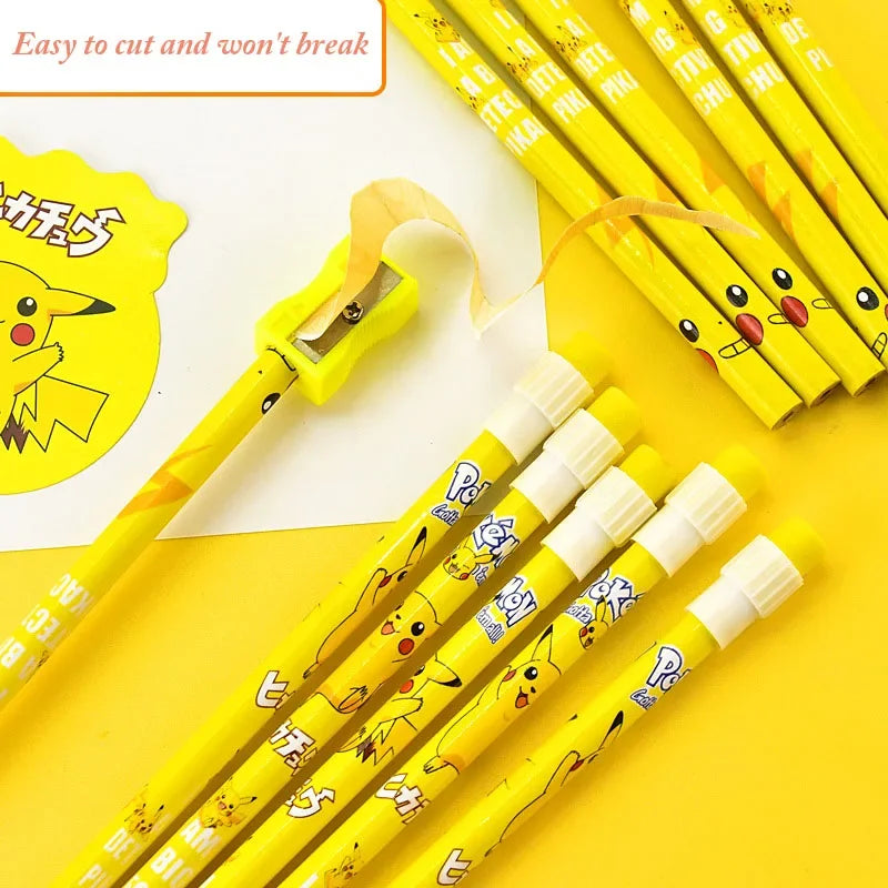 12pcs Pokemon Pikachu Anime Pencil Cute Kawaii Student Stationery Kids Writing Pen Children School Supplies Birthday Xmas Gift