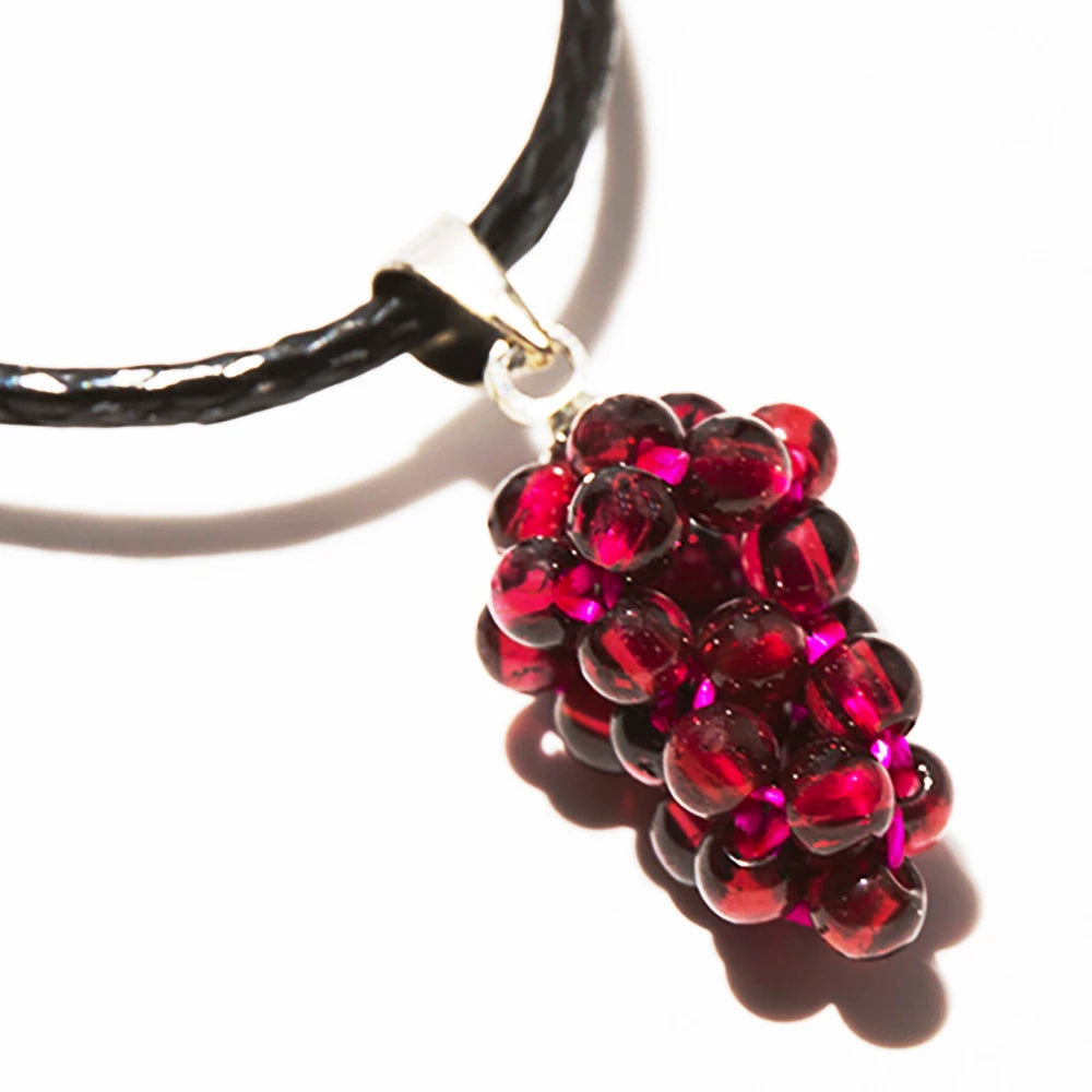 1PC Natural Garnet Grape Pendant Women's Necklace Reiki Healing Decoration Real Mineral Material Crystals Bead Raw Stone Jewelry