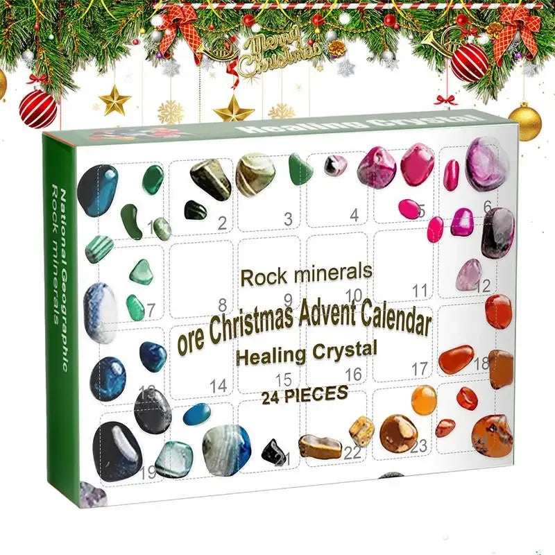 Rock & Mineral Advent Calendar – 24 Crystal Specimens Educational Gift