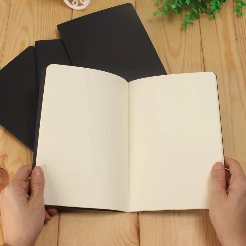 1/2/5pcs  Retro Blank Paper Notebook Diary Blank Sketchbook For Graffiti Painting Drawing Black Cover Office School Stationery
