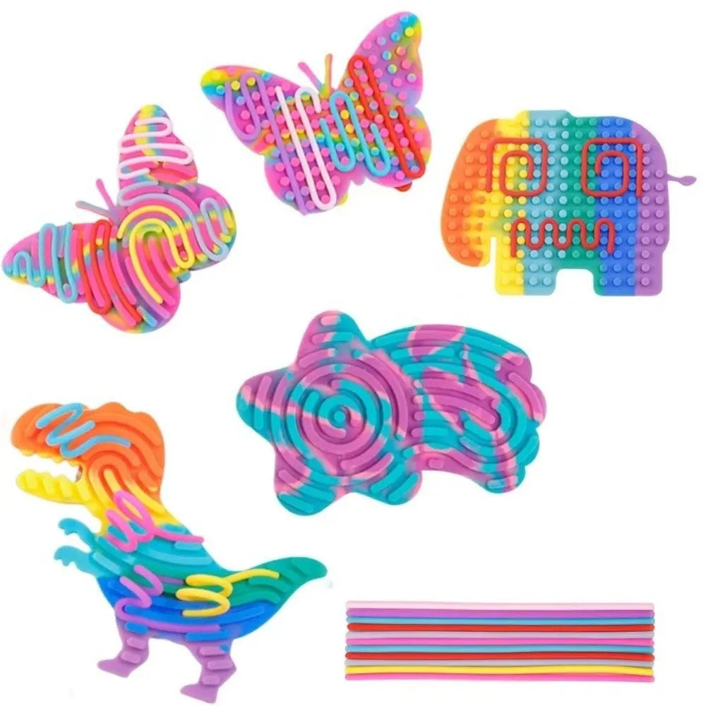 Cartoon Sensory Activity Board With 11 Rods Silicone Toys Children's Educational And Stress-Relieving Toys for Kids Adult