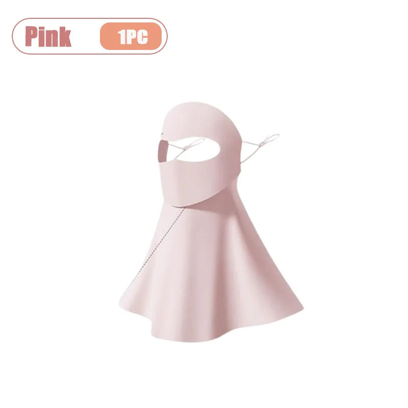 Summer UV Protection Mask Ice Silk Women Cooling Breathable Face Gaiter Sun Dustproof Eye Cover for Outdoor Sports Travel