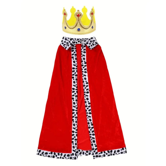 Boys King Cloak & Crown Set – Medieval Prince Costume Cape for Halloween & Parties