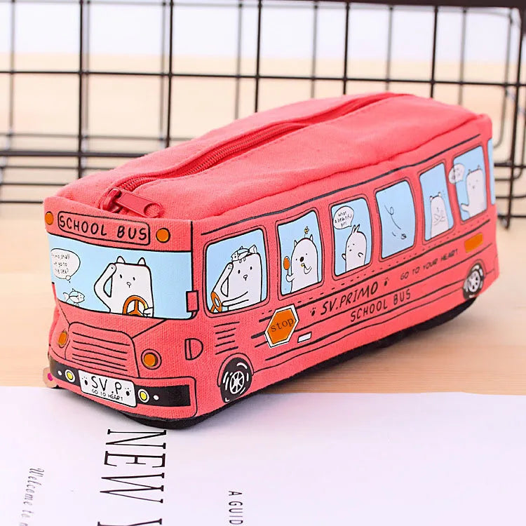 Creative large capacity bus pencil case pencil case cartoon  pencil case student bus pencil case stationery case school supplies