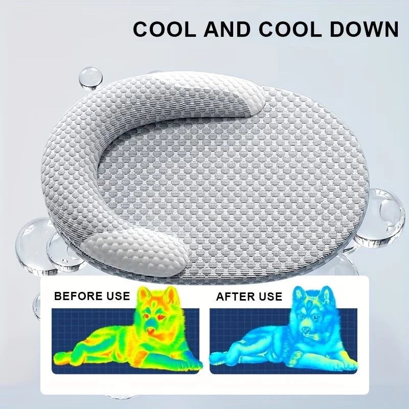 Spring Summer Cooling Dog Bed Oval Ice Silk Cat Mat Breathable Heat Dissipation Cooling Pad for Small Medium Large Dogs Cats