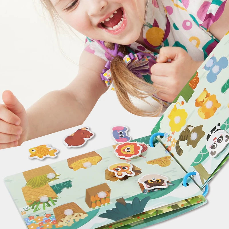 Montessori Quiet Book for Kids - Puzzle Word Recognition Early Education Enlightenment Stickers Toy Book for Children's Learning