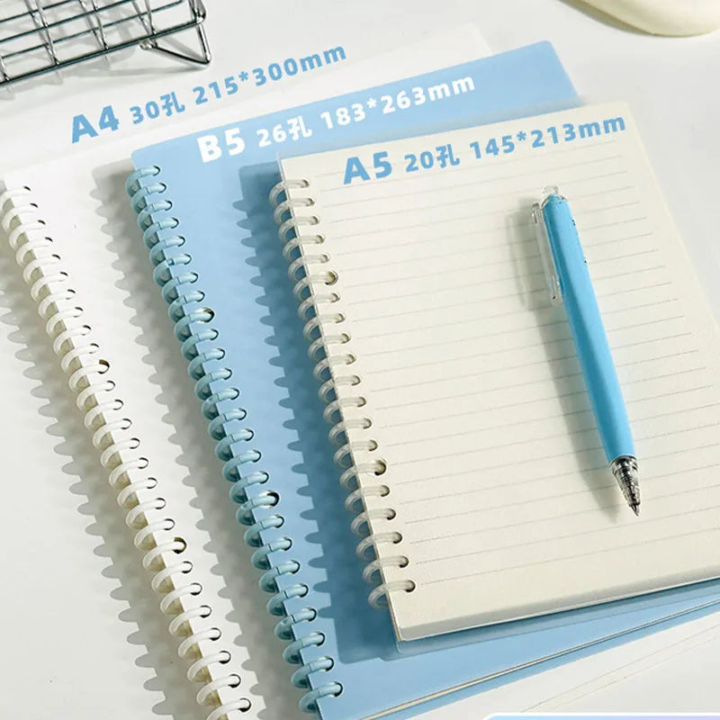 A4/A5/B5 Removable Spiral Notebook 60 Sheets Underline/Blank Loose Leaf Journal Macaron Binder for Students