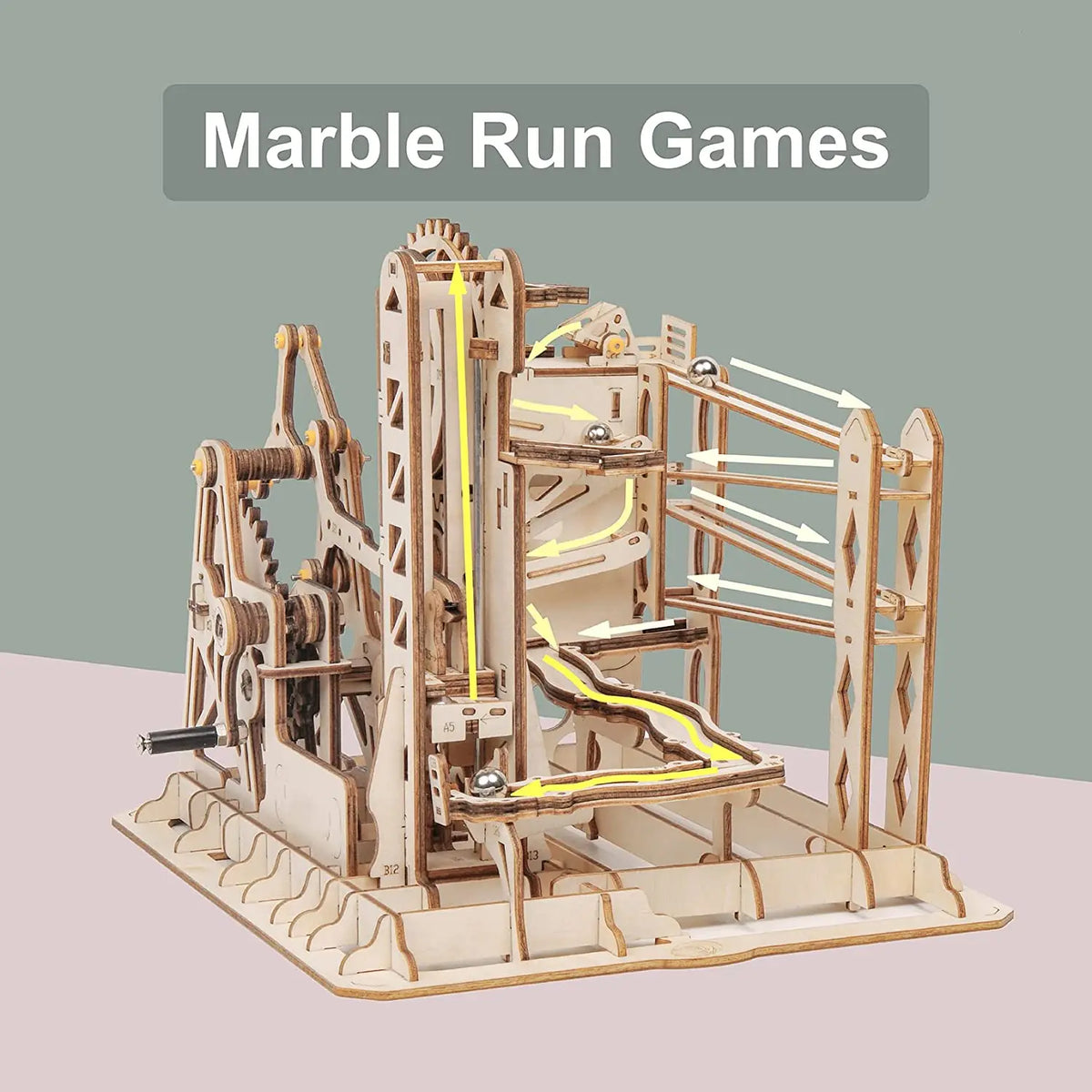ROKR Wooden Pinball Parkour 3D Puzzle - Ladder, Adult Mechanical Model Assembly Kit LG503