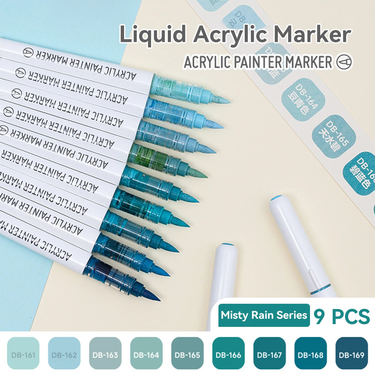 9pcs/Box MIX Color Acrylic Markers Set Kids Gift Art Rock Painting Pens Graffiti For Stone Glass Book Shoes DIY Craft Supplies