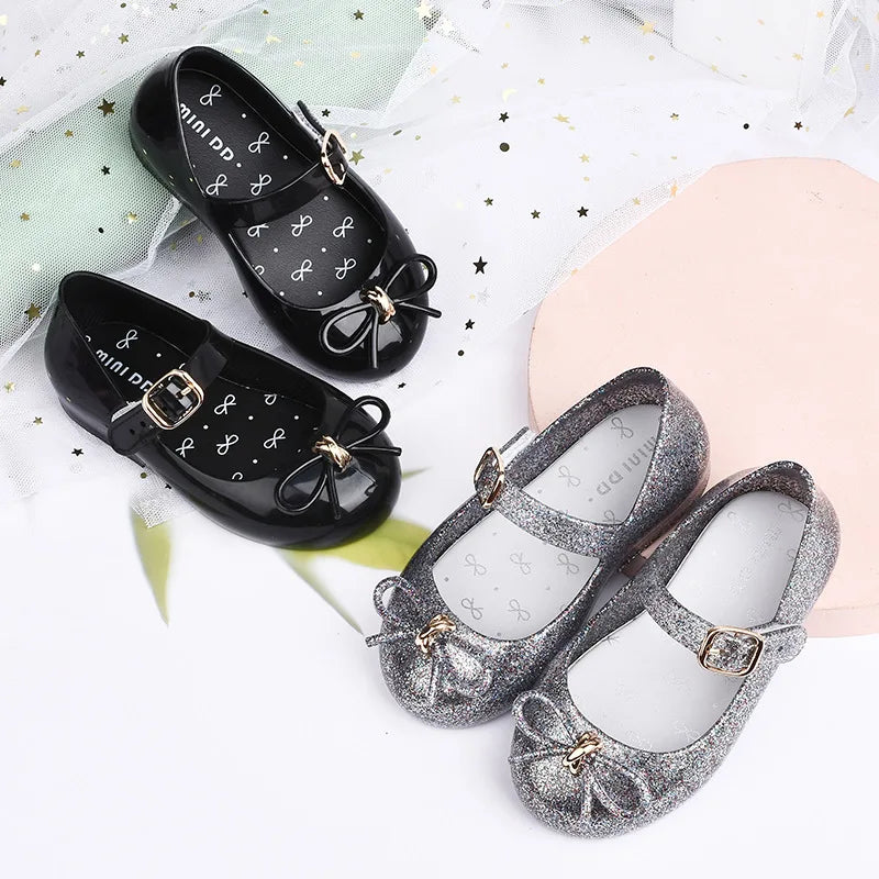 Spring and summer new girls' sandals 25 years old Baotou bow princess jelly single shoes children's dance shoes cross-border dro