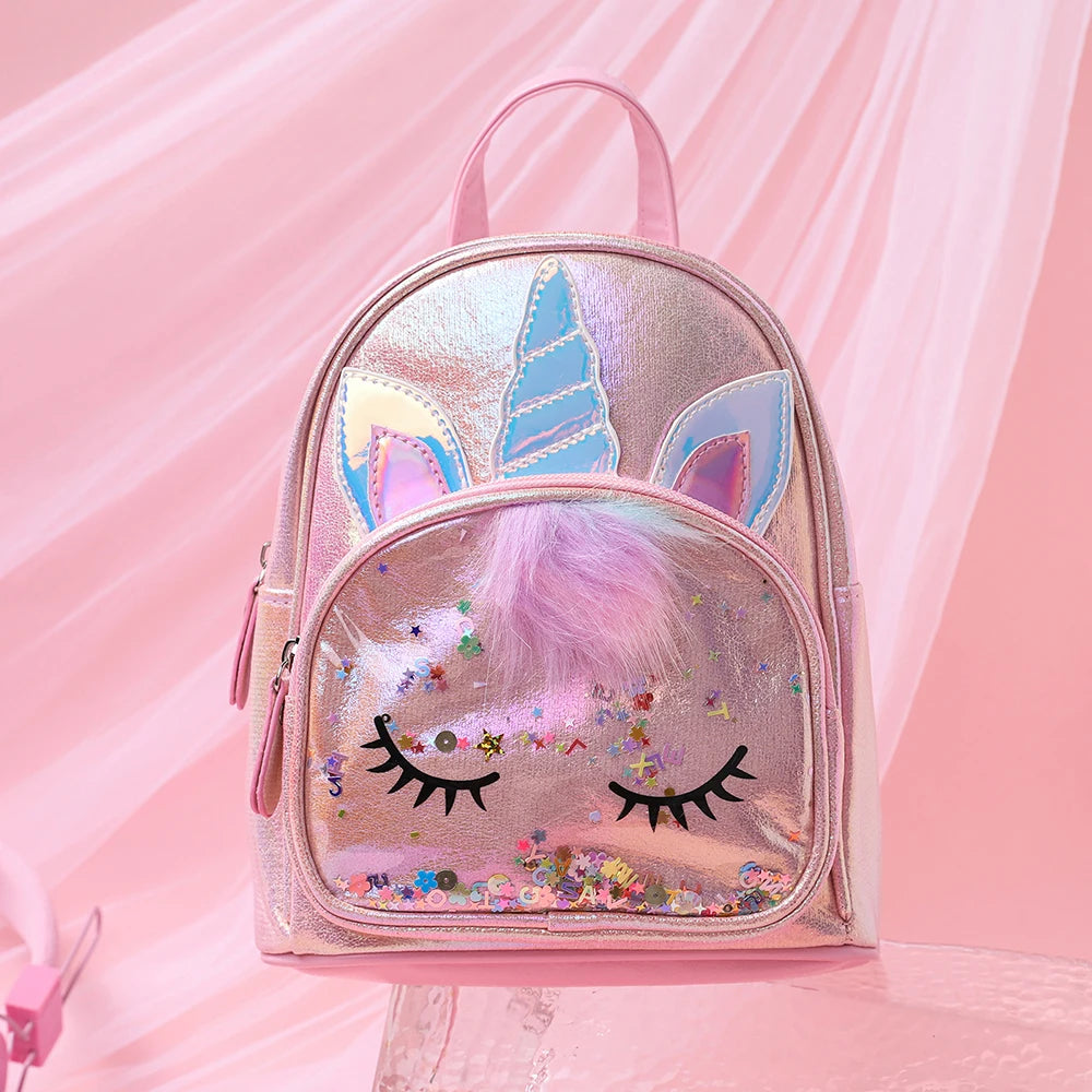 Sequin Unicorn Cute PU and Plush Children's Student Backpack Cartoon Fashion Kids School Bag Cartoon Princess Girls Backpacks