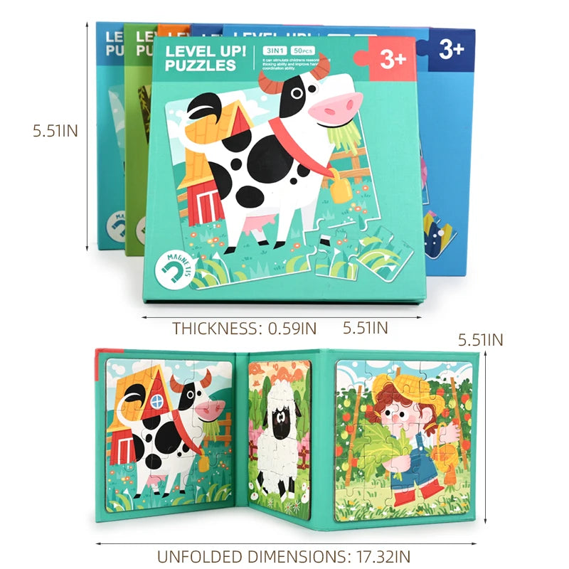 New Kids Magnetic Jigsaw Puzzle Game Baby Early Learning Animal Fruit Traffic Cognition Educational Toy Gift for Children