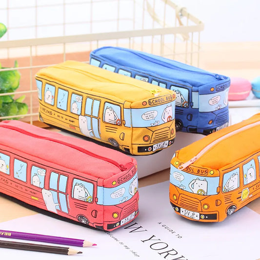 Creative large capacity bus pencil case pencil case cartoon  pencil case student bus pencil case stationery case school supplies