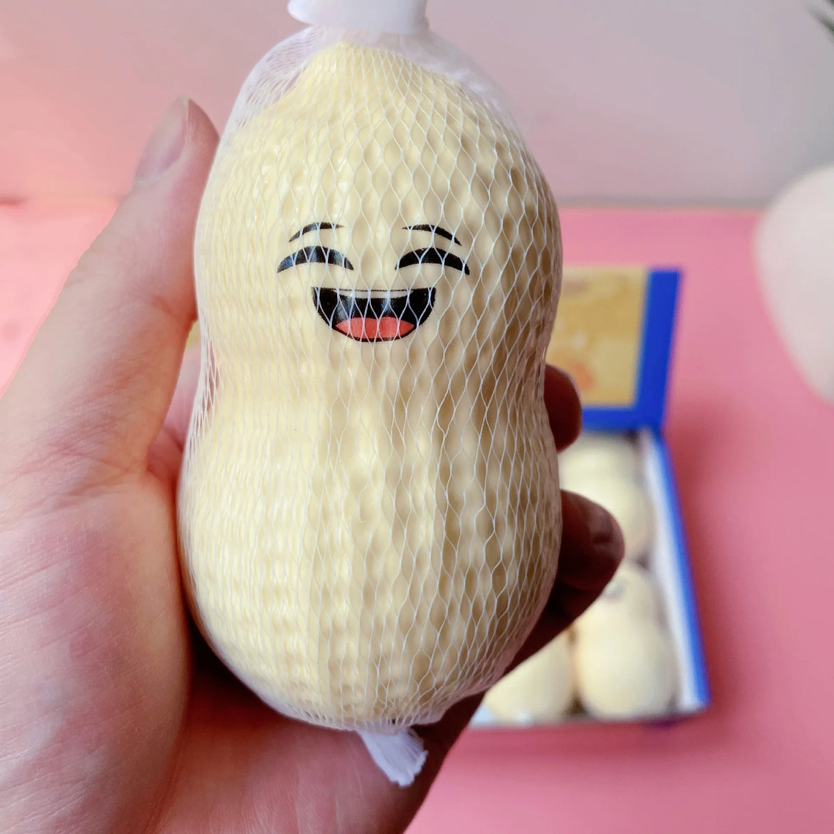 Good Luck Peanut PU Squishy Toy, Mud Texture Slow Rising Finger-Sticking Decompression Fidget for Adults, Wholesale Blind Box