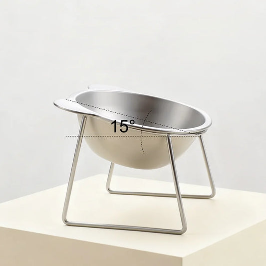 304 Stainless Steel Elevated Pet Bowl: Angled Tilted Feeder with Neck Support, Heat-Resistant & Easy-Clean for Crate or Home Use