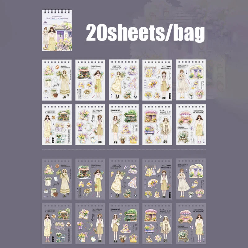20 Sheets Career Sticker Book for Journal Scrapbooking DIY Planner Phone Case Decoration Kids Adults Craft Art Supplies