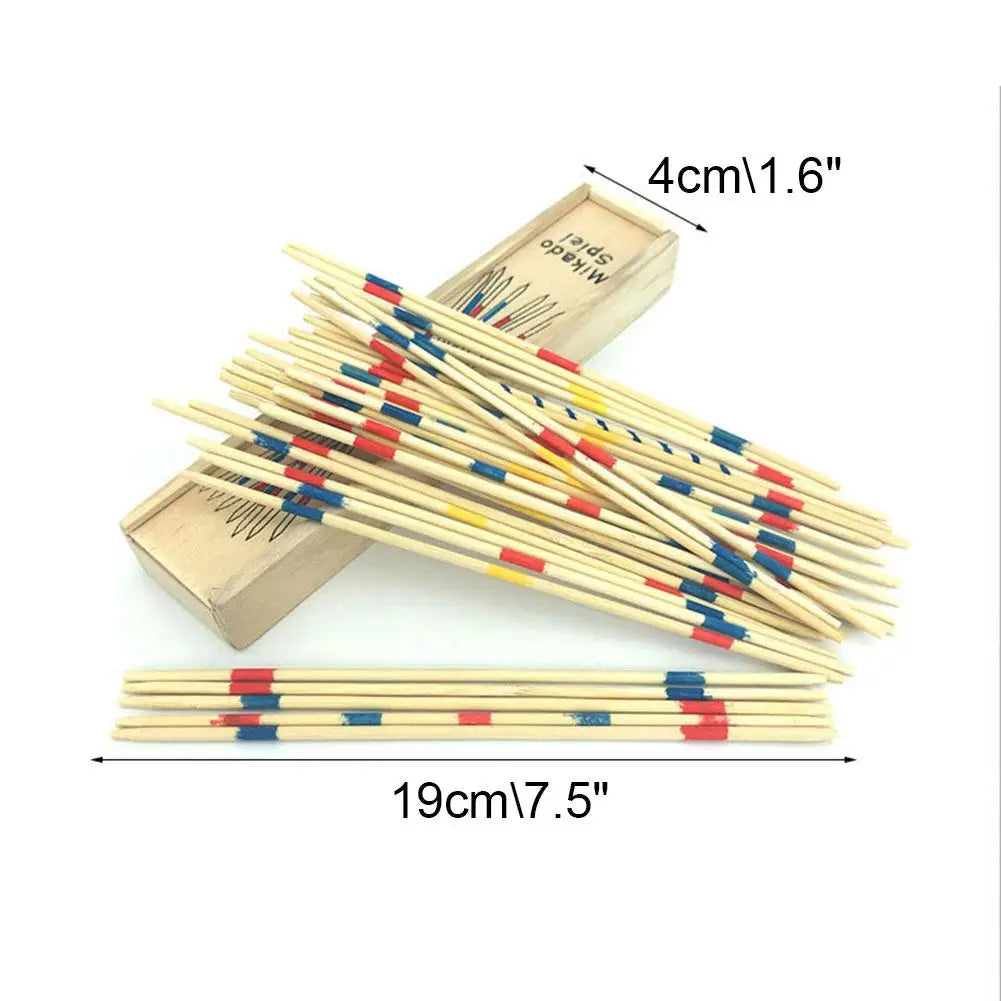 1Set Traditional Mikado Spiel Pick Up Sticks With Box Multiplayer Game Baby Educational Wooden Board Games Stick with Wooden Box