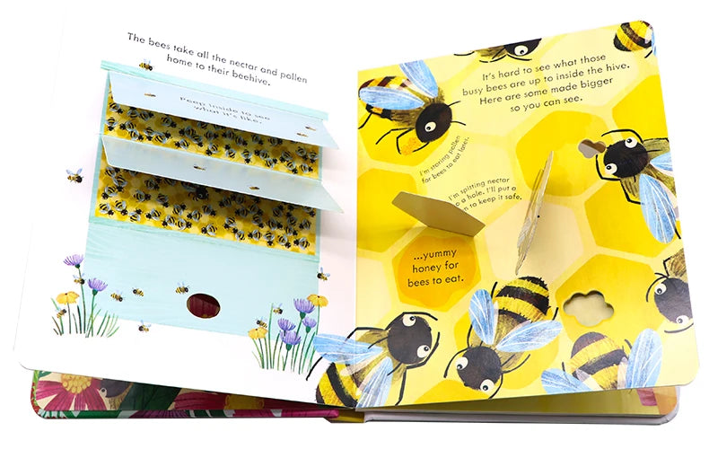 Usborne Peep Inside A Beehive Montessori Educational English Book for Kids Children Bedtime 3D Flap Picture Board Book