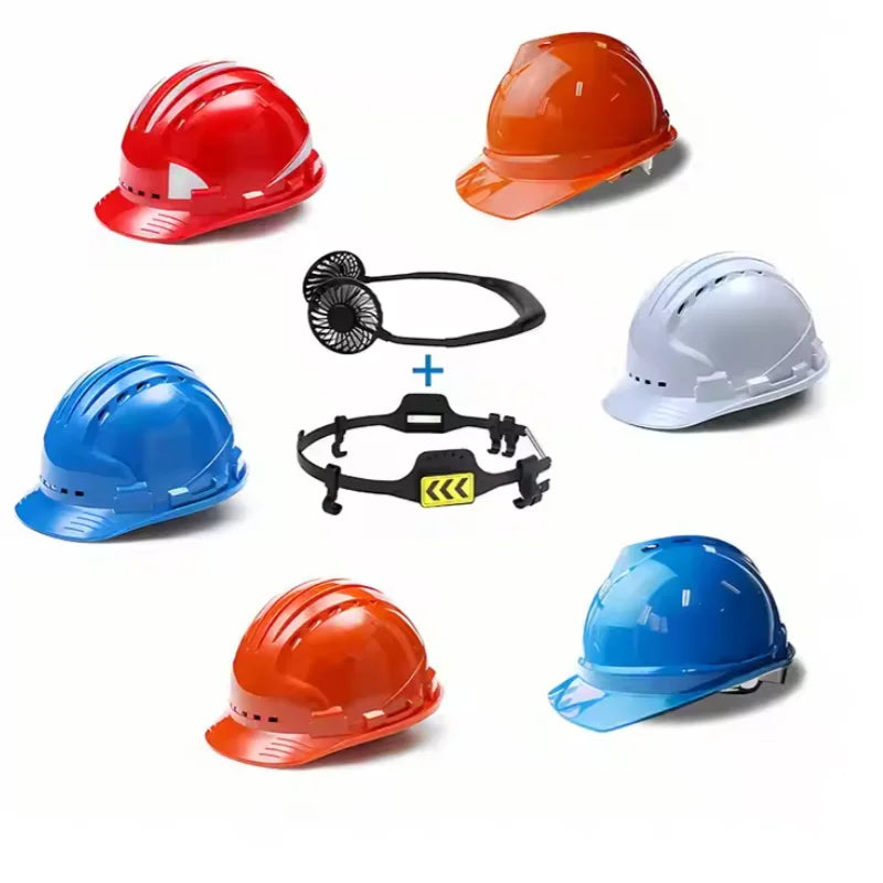 Adjustable Safety Helmet Cooling Fan LED Night Light Portable for Summer Heat Relief Outdoor Work Comfort Suitable Most Helmets