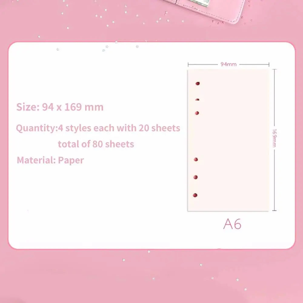 New 80 Sheets Kawaii Sakura And Cat A6 Loose Leaf Notebook Refill Spiral Binder Inner Pages Line Grid Blank Agenda