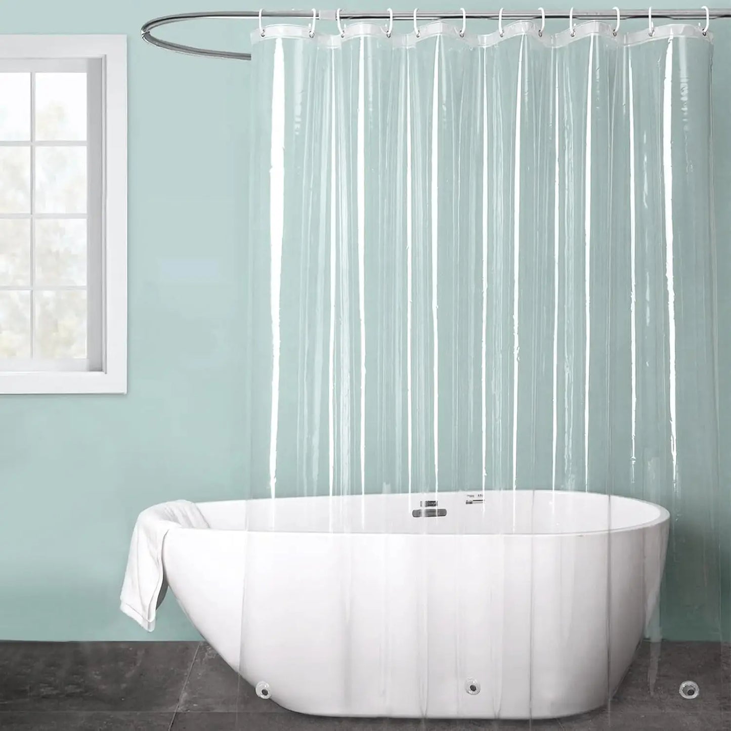 Waterproof Shower Curtain Liner for Bathtub 180x180cm Stall Bathroom Curtain with Magnets Plastic Mold Resistant Shower Curtain