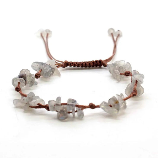 Macrame Crystal Chip Stone Braided Bracelets For Women Girls Natural Amethyst Quartz Gemetone Weave Adjustable Bracelet Jewelry