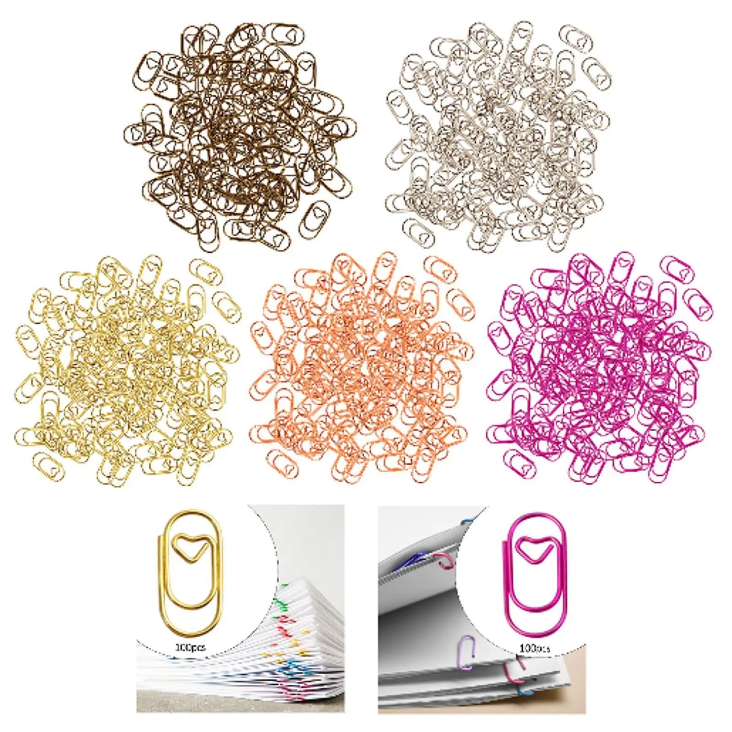 100 Pieces Paper Clips Accessories Portable Metal Multipurpose Office Supplies for Personal Documents School Journal Classroom