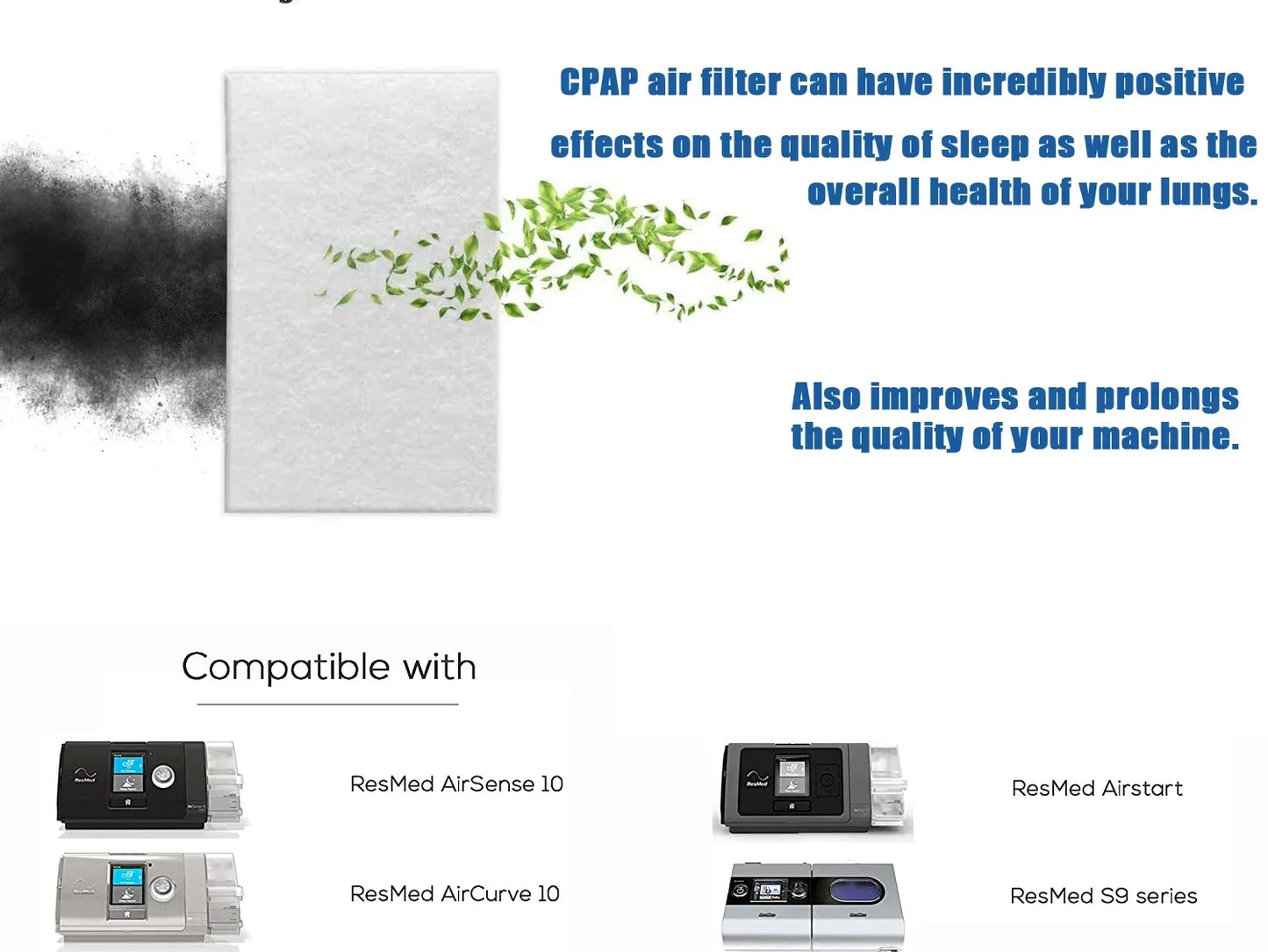 Universal CPAP Foam Filter Premium Disposable Filters Supplies for ResMed AirSense 10 S9-AirStart Series for Philips Respironics