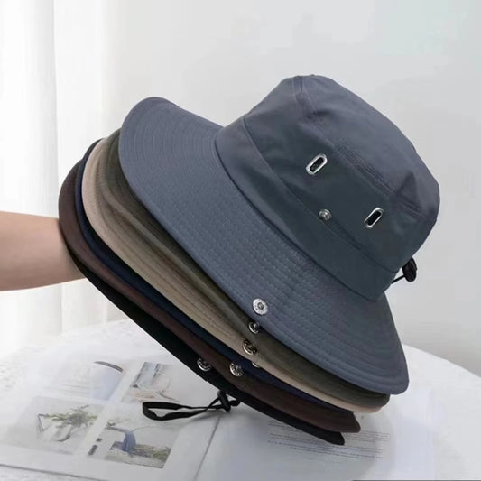 Summer Wide Brim Bucket Hat Men Breathable Fisherman Hats Fishing Hiking Climbing Outdoor Sun Protection Waterproof Bucket Cap