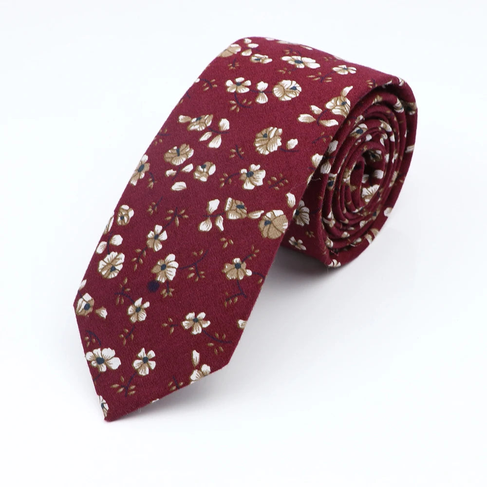 New Floral Elegant Tie For Men Women 100% Cotton Beautiful Flower Paisley Necktie Narrow Skinny Cravat Wedding Casual Corbatas