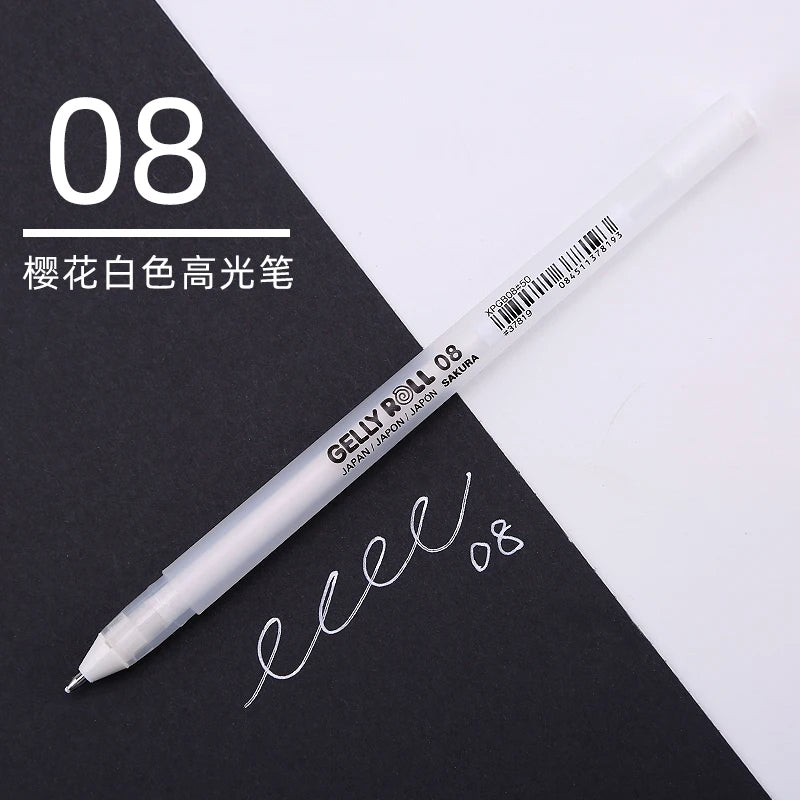1/3PCS SAKURA Gelly Roll Gel Pens Highlight Marker for Journaling Art Drawing Classic White Ink Assorted Point Fine Medium Bold
