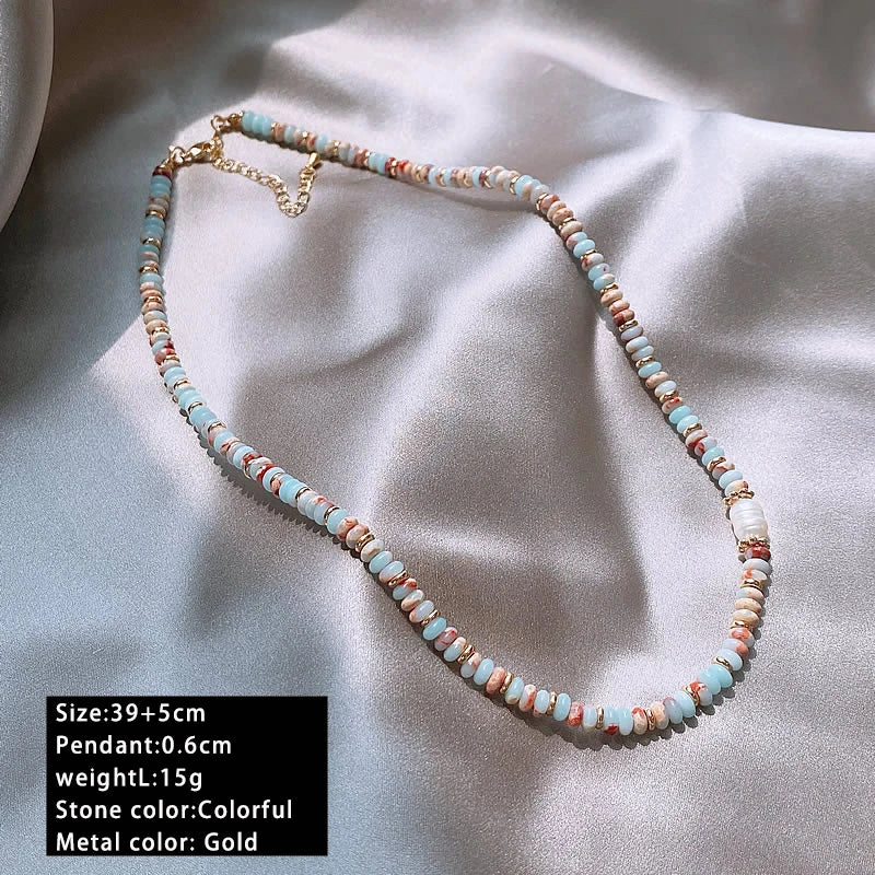 Vacation Style Natural Stone Bead Pearl Pendant Bracelet For Women's Fashion Jewelry sets Unusual Bracelet Accessories For Party