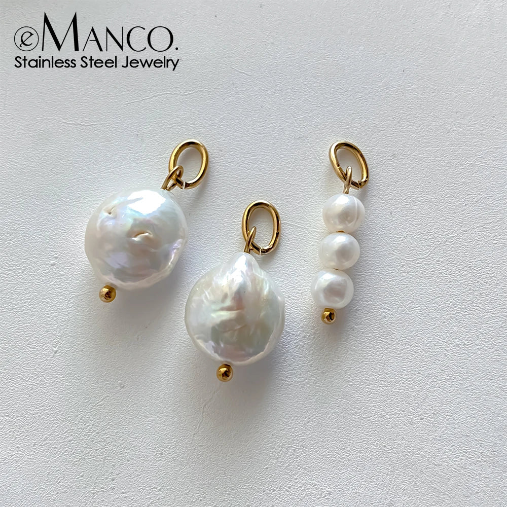 eManco Natural Cultured Freshwater Pearl Charms with  Stainless Steel Jump Rings for DIY Earrings Necklace Jewelry Making
