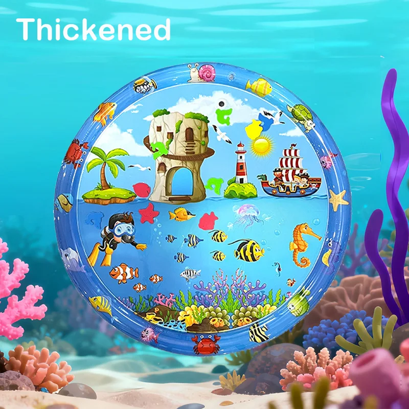 65/100cm Circle Inflatable Baby Water Play Mat Infant Toddler Kid Tummy Time Water Pad Cushion Early Educate Develop Activity