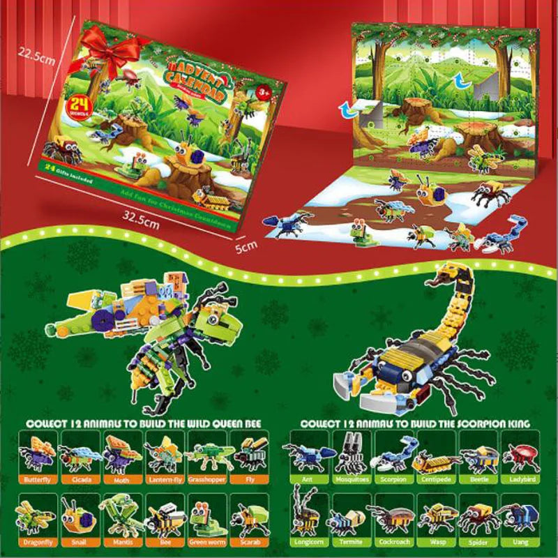 Jungle Animals Building Block Advent Calendar – 24 Stocking Stuffer Toys
