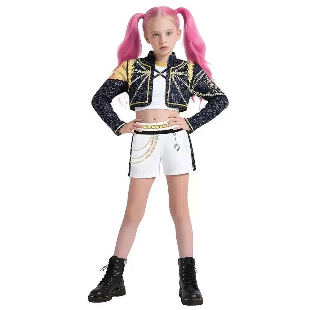 New Warrior K Pop Disguise Rumi Costume Zoey Cosplay Mira Clothes Black 3D Printing Girls Group Women Halloween Costumes Outfits