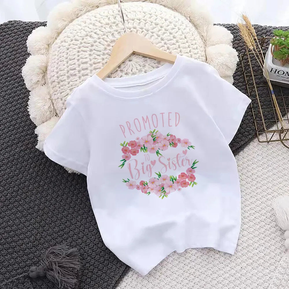 Promoted To Big Sister Kids T-Shirt Childrens T Shirt Baby Announcement Top Toddler Tshirt Summer Clothes Girls Short Sleeve Tee