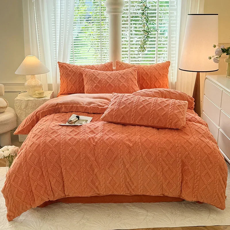 Tafuru Milk Fleece Single Quilt Set Autumn/winter Thickened Warm Solid Color Duvet Cover 200x230 220x240 Bedding for Double Use