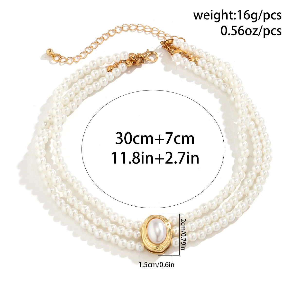 Lacteo Simple Natural Stone Beads Necklace Multilayer Imitation Pearl Choker Women Short Strand Neck Chain Collar Jewelry Gift