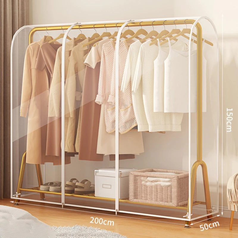 Floor Clothes Hanger Dust Cover Bedroom Drying Rack Dust Cover Cloth Translucent Coat Suit Storage Bag Dormitory Supplies
