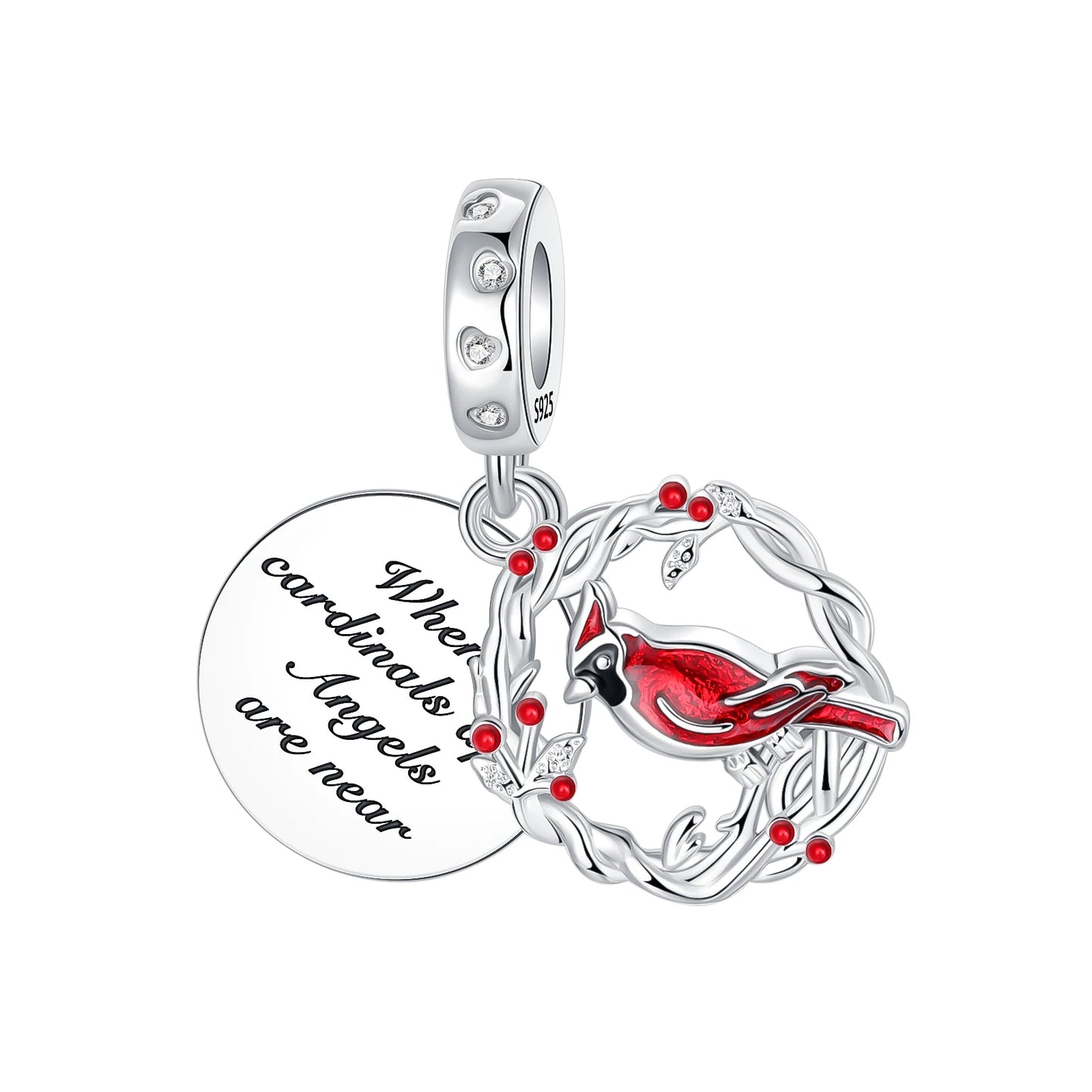 S925 sterling silver Love Cross Cardinal bird beads Charms Beads Fit 925 Original Bracelet DIY Jewelry Women's gift