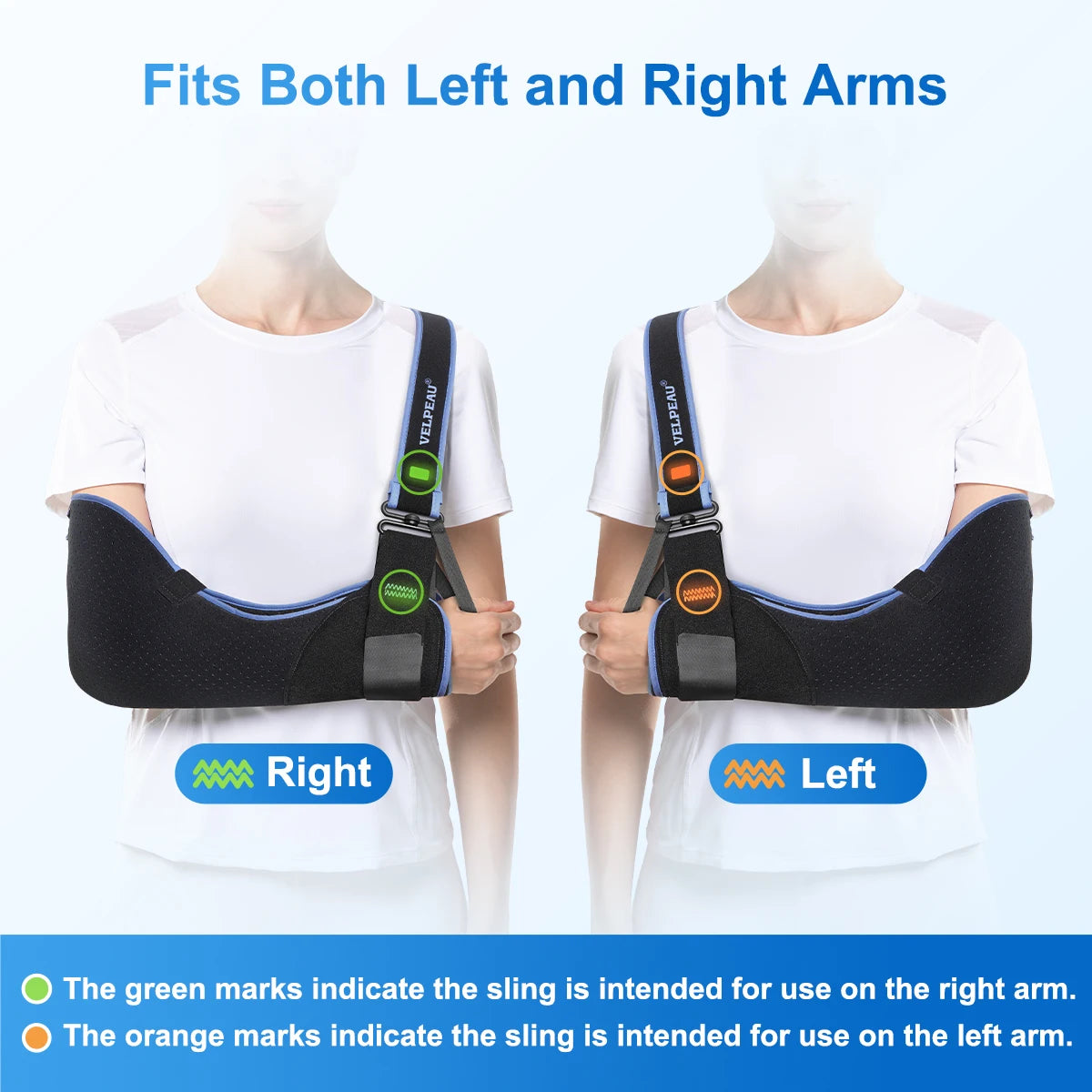 VELPEAU Arm Sling for Elbow Injury, Arm Fracture and Dislocation, Medical Shoulder Immobilizer Universal for Both Hands