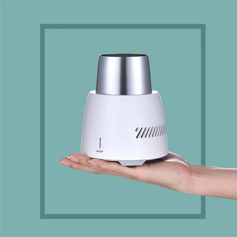 AS62 Summer Quick Cooling Cup Mini Continuous Cooler Cup Desktop Refrigerator Water/Soda/Drinks Mug, US Plug-White