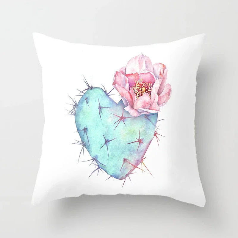 Cactus Flower Pattern Summer Decorative Cushions Pillowcase Polyester Cushion Cover Throw Pillow Sofa Decoration Pillowcover