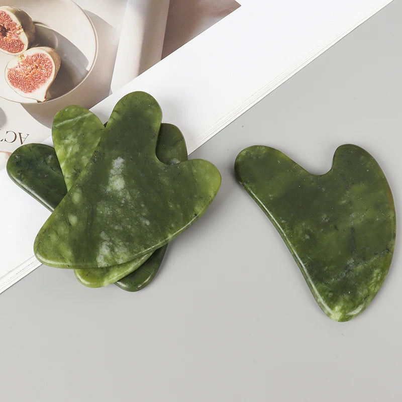 Helu Jade Gua Sha Tool Xiuyan Jade Heart-shape Massager Neck Massage Guasha Beauty Product Skin Care health Tool